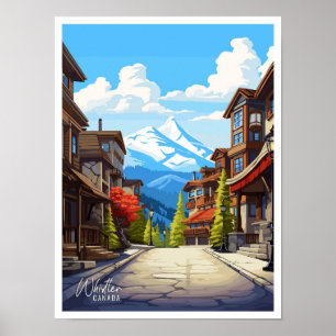 Affiche Illustration du Vintage voyage de Whistler Canada