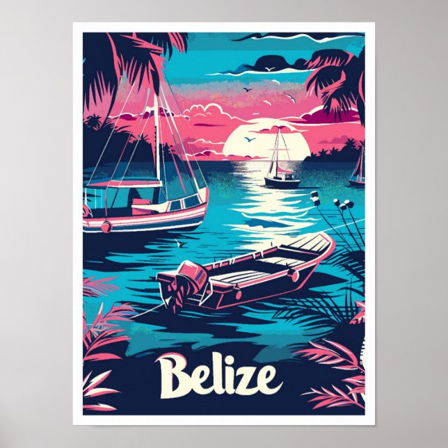 Affiche Illustration du Vintage voyage du Belize (Devant)