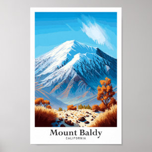 Affiche Illustration du Vintage voyage du Mont Baldy en Ca