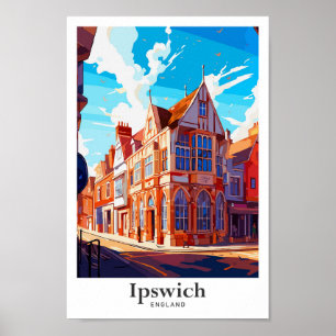 Affiche Illustration du Vintage voyage Ipswich England