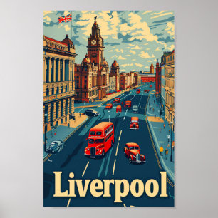 Affiche Illustration du Vintage voyage Liverpool England