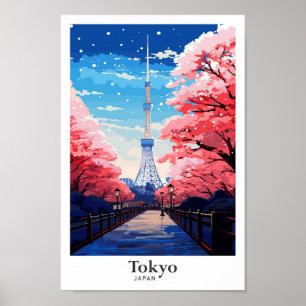 Affiche Illustration du Vintage voyage Tokyo Japan