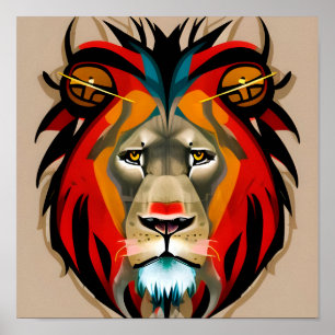 Affiche Illustration du visage du lion