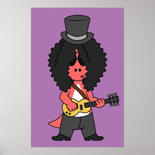 Affiche Illustration D'Un Allosaurus Habillé En Étoile Roc (Devant)