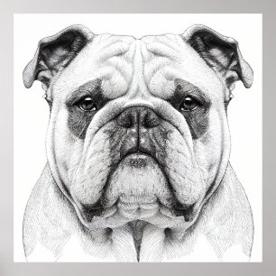 Affiche Illustration d'un animal sauvage de Bulldog anglai