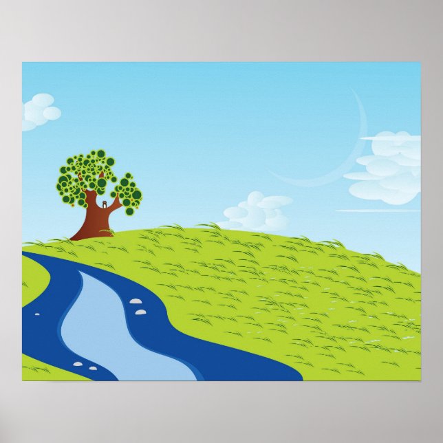 Affiche Illustration d'un arbre isolé (Devant)