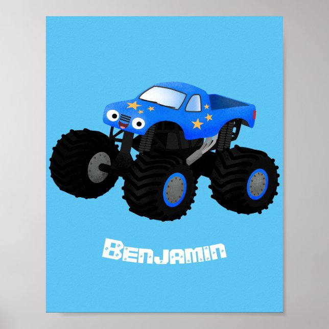 Affiche Illustration d'un camion monstre bleu mou (Devant)