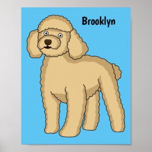 Affiche Illustration d'un caniche brun joyeux