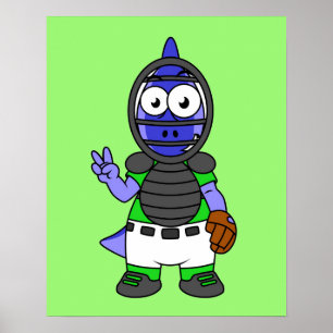 Affiche Illustration D'Un Capteur De Baseball Parasaurolop