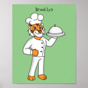 Affiche Illustration d'un chef tigre drôle et mignon