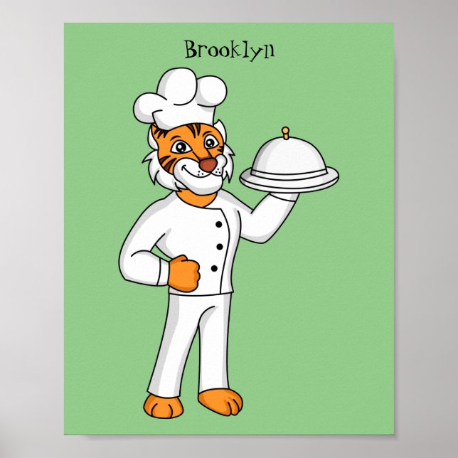 Affiche Illustration d'un chef tigre drôle et mignon (Devant)
