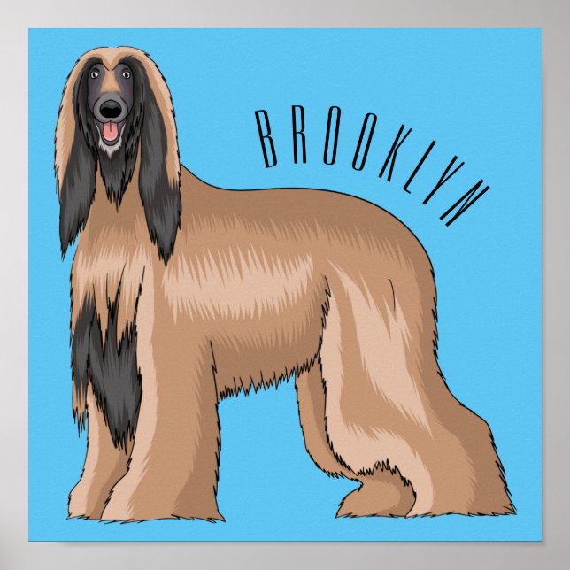 Affiche Illustration d'un chien hound afghan (Devant)