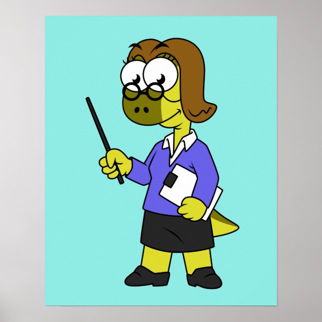 Affiche Illustration D'Un Enseignant Pachycéphalosaure. (Devant)