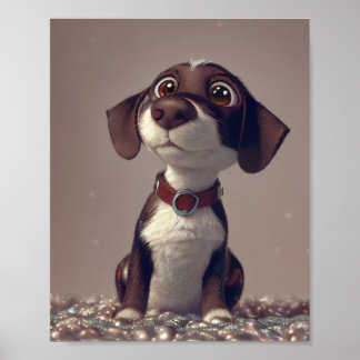 Affiche Illustration D'Un Mignonne Chien