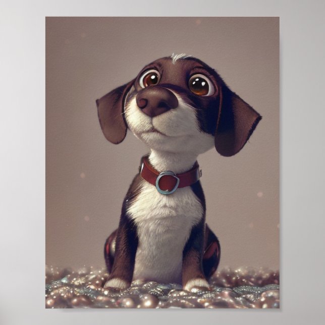 Affiche Illustration D'Un Mignonne Chien (Devant)