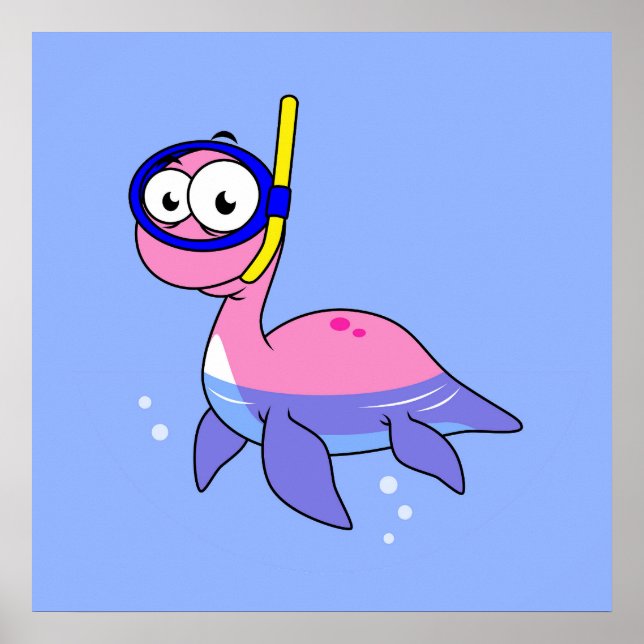 Affiche Illustration D'Un Monstre De Loch Ness De Snorkeli (Devant)