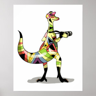 Affiche Illustration D'Un Photographe Iguanodon.