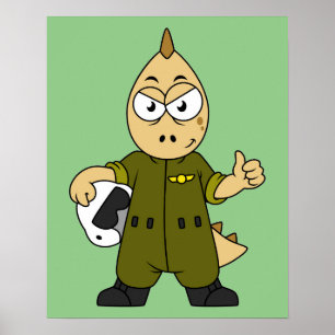 Affiche Illustration D'Un Pilote À Jet Allosaurus.