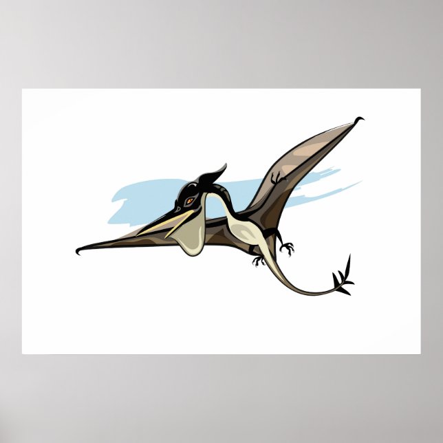Affiche Illustration D'Un Pteranodon Dinosaure. (Devant)