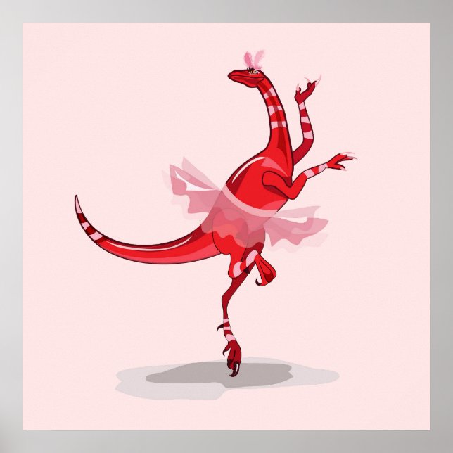 Affiche Illustration D'Un Raptor Danseur Ballerina. (Devant)