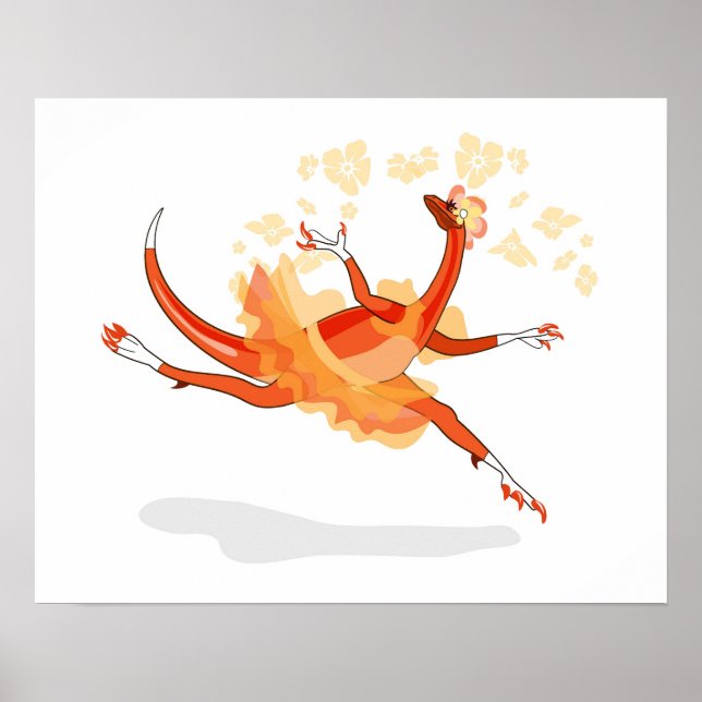 Affiche Illustration D'Un Raptor Danseur Ballerina. 2 (Devant)