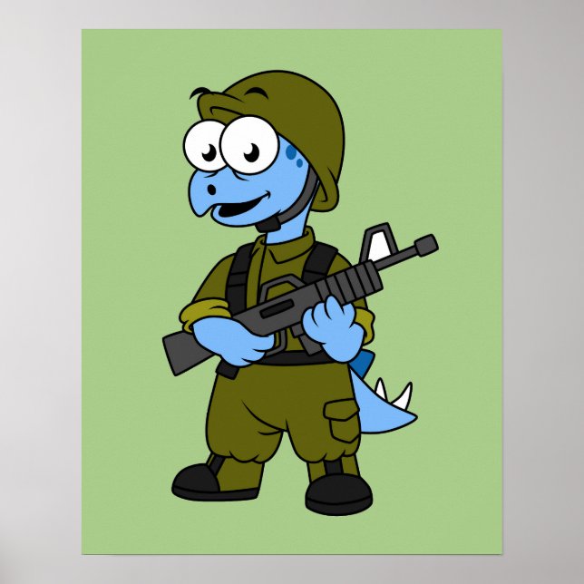 Affiche Illustration D'Un Soldat De Stegosaurus. (Devant)