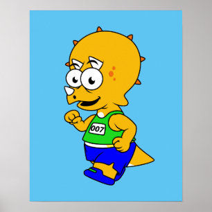 Affiche Illustration D'Un Tricératops Runner.