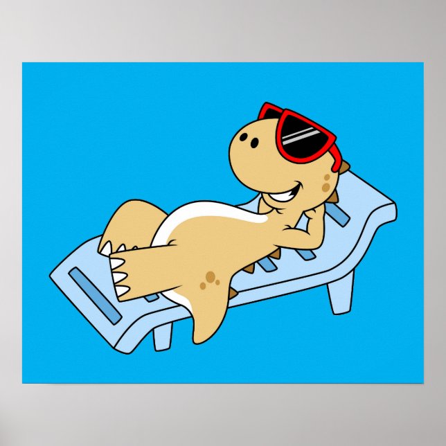 Affiche Illustration D'Un Tyrannosaurus Rex Bain De Soleil (Devant)