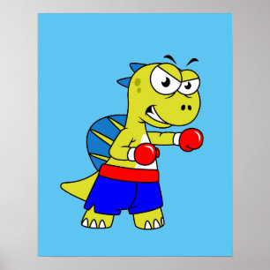 Affiche Illustration D'Une Boxe De Spinosaurus.