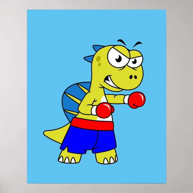 Affiche Illustration D'Une Boxe De Spinosaurus. (Devant)