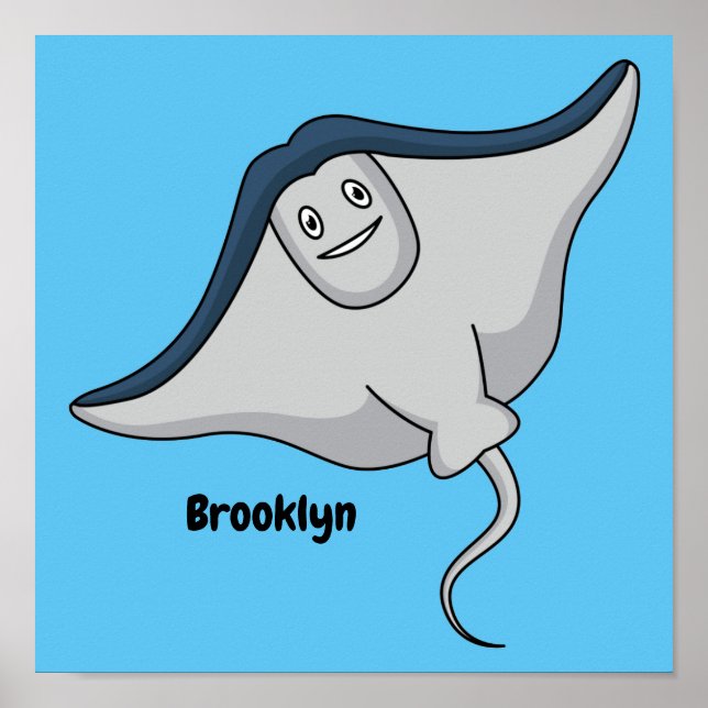 Affiche Illustration d'une caricature de poisson stingray (Devant)