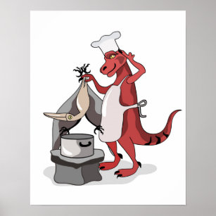 Affiche Illustration D'Une Cuisine De Chef Tyrannosaurus R