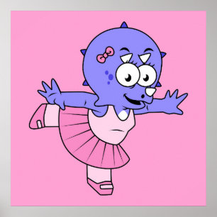 Affiche Illustration D'Une Danse De Ballet Triceratops.