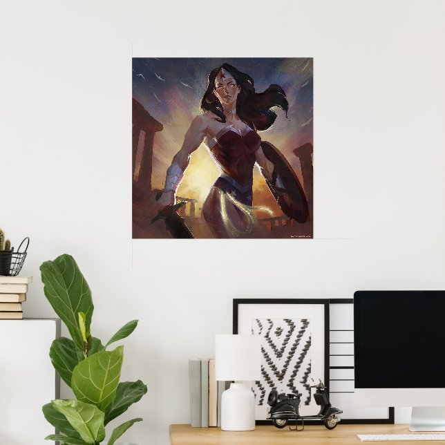 Affiche Illustration d'une femme en crise infinie (Bureau à domicile)