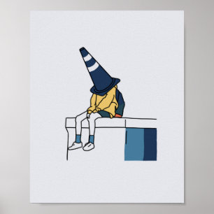 Affiche Illustration d'une femme portant un cône de circul