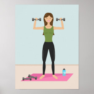 Affiche Illustration d'une fille en forme faisant du sport