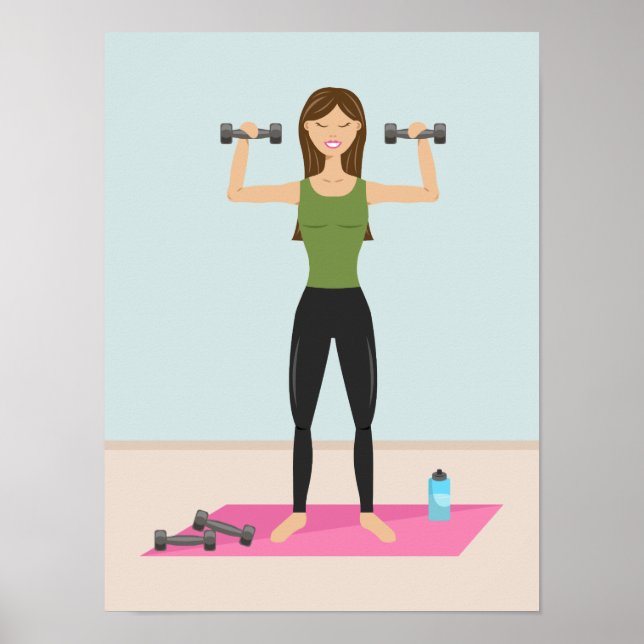 Affiche Illustration d'une fille en forme faisant du sport (Devant)