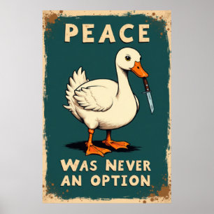 Affiche Illustration d'une oie drôle avec un couteau