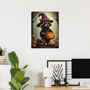 Affiche Illustration éffrayante du raton laveur Halloween