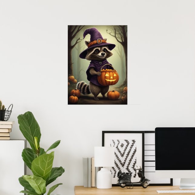 Affiche Illustration éffrayante du raton laveur Halloween (Bureau à domicile)