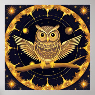 Affiche Illustration élégante de hibou nocturne