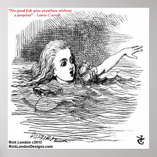 Affiche Illustration et citation de Lewis Carroll dans le  (Devant)
