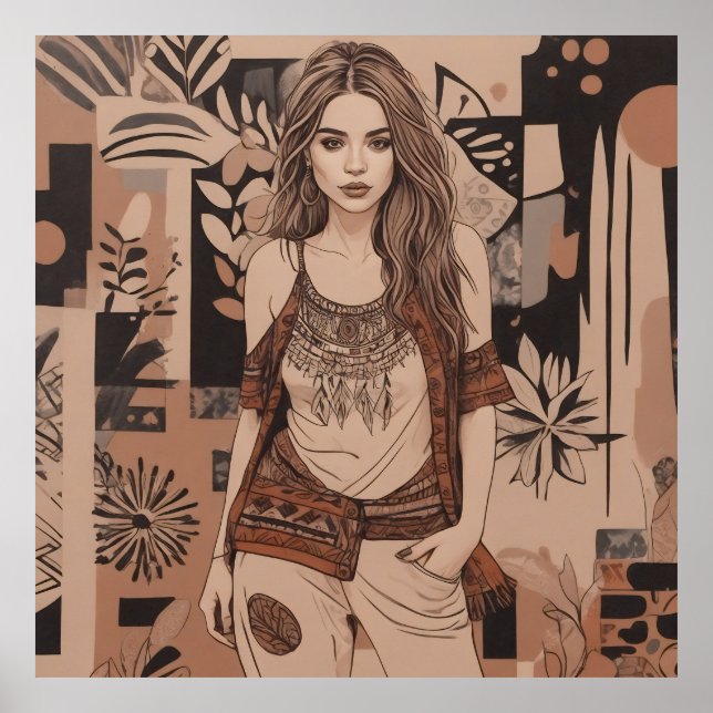 Affiche Illustration féminine bohémienne (Devant)