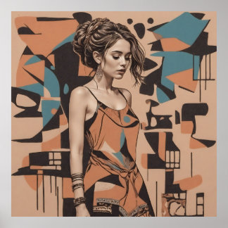 Affiche Illustration féminine bohémienne