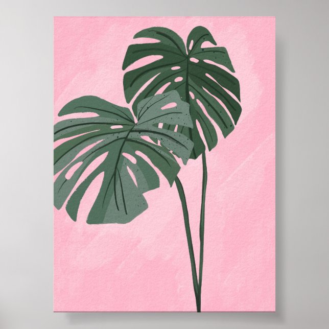Affiche Illustration Feuille de Monstera Tropicale (Devant)