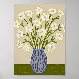 Affiche Illustration Florale Blanche d'Art Populaire Fanta