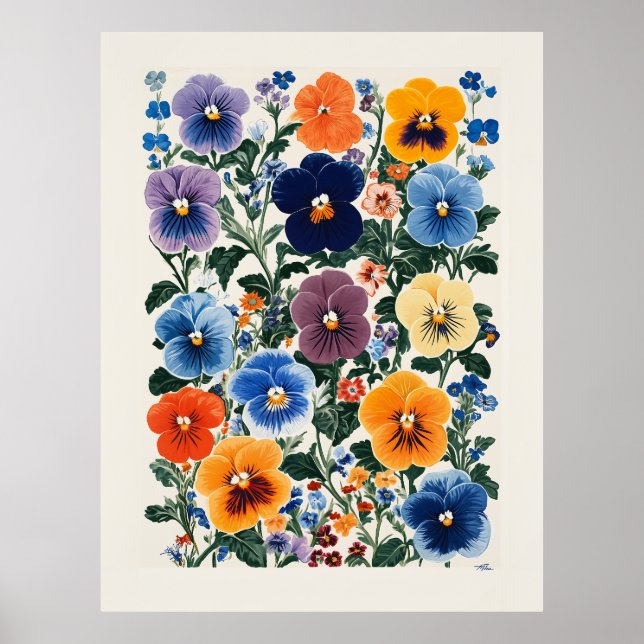 Affiche Illustration florale de Pansy Vibrant (Devant)