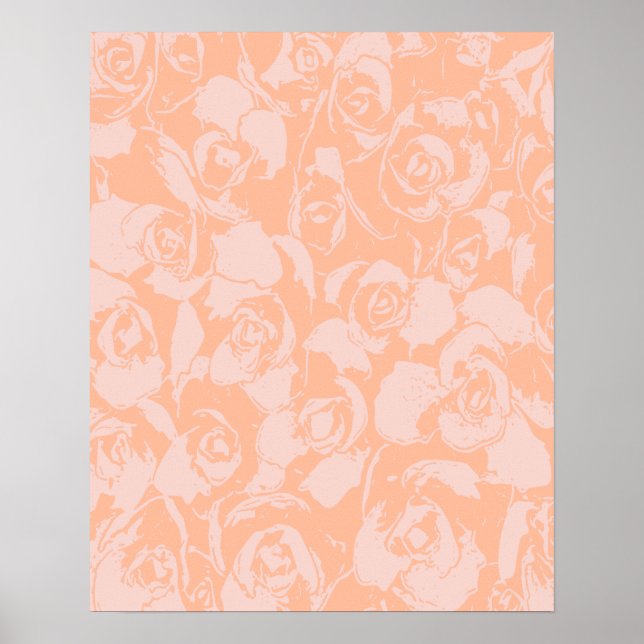 Affiche Illustration florale rose corail Botanique (Devant)