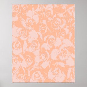Affiche Illustration florale rose de corail botanique