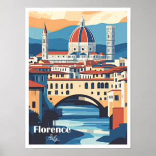 Affiche Illustration Florence Italie Art Travel Place